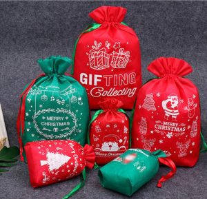 Christmas drawstring gift bag